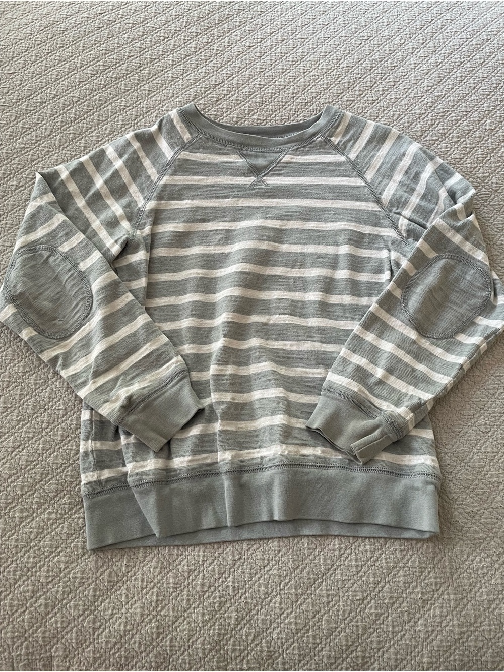 Gymboree Gray and Cream Striped Crewneck Sweater